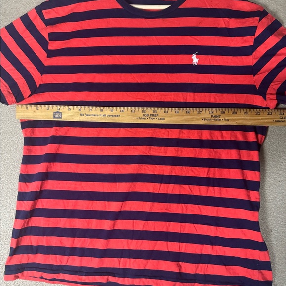 Polo Ralph Lauren Men Red Royal Blue Stripe Crew-Neck Classic Fit T Shirt Large - Picture 3 of 7